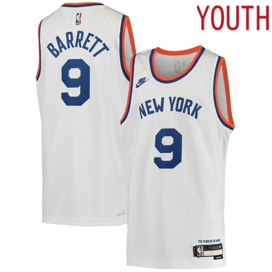 Youth New York Knicks #9 RJ Barrett Nike White Swingman Player NBA Jersey
